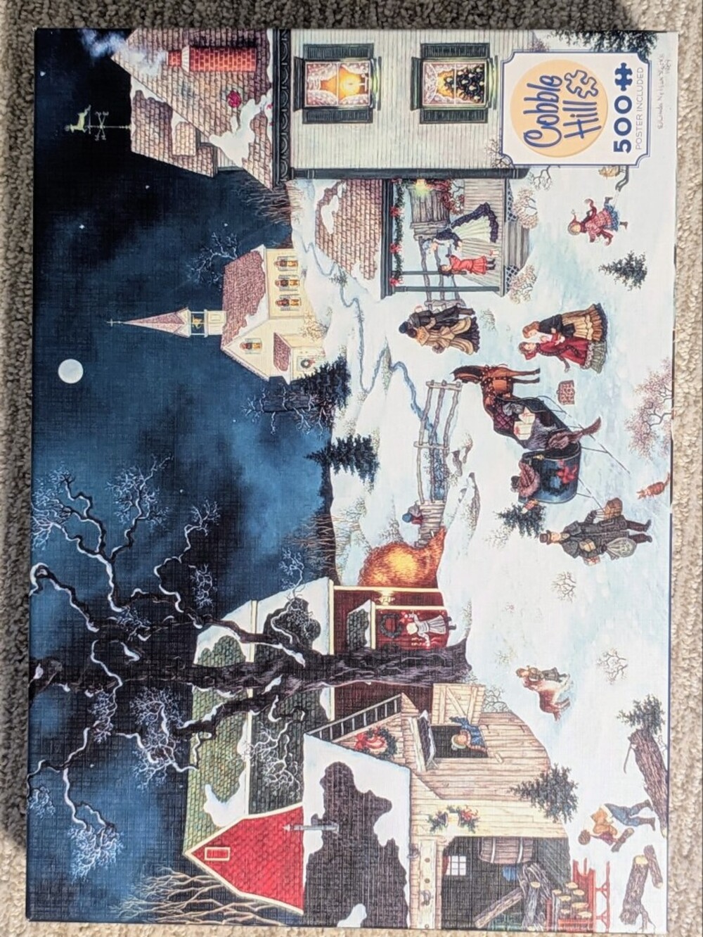 Cobble Hill Puzzle Sleigh Ride 500 Piece Jigsaw Puzzle Winter Village Retired